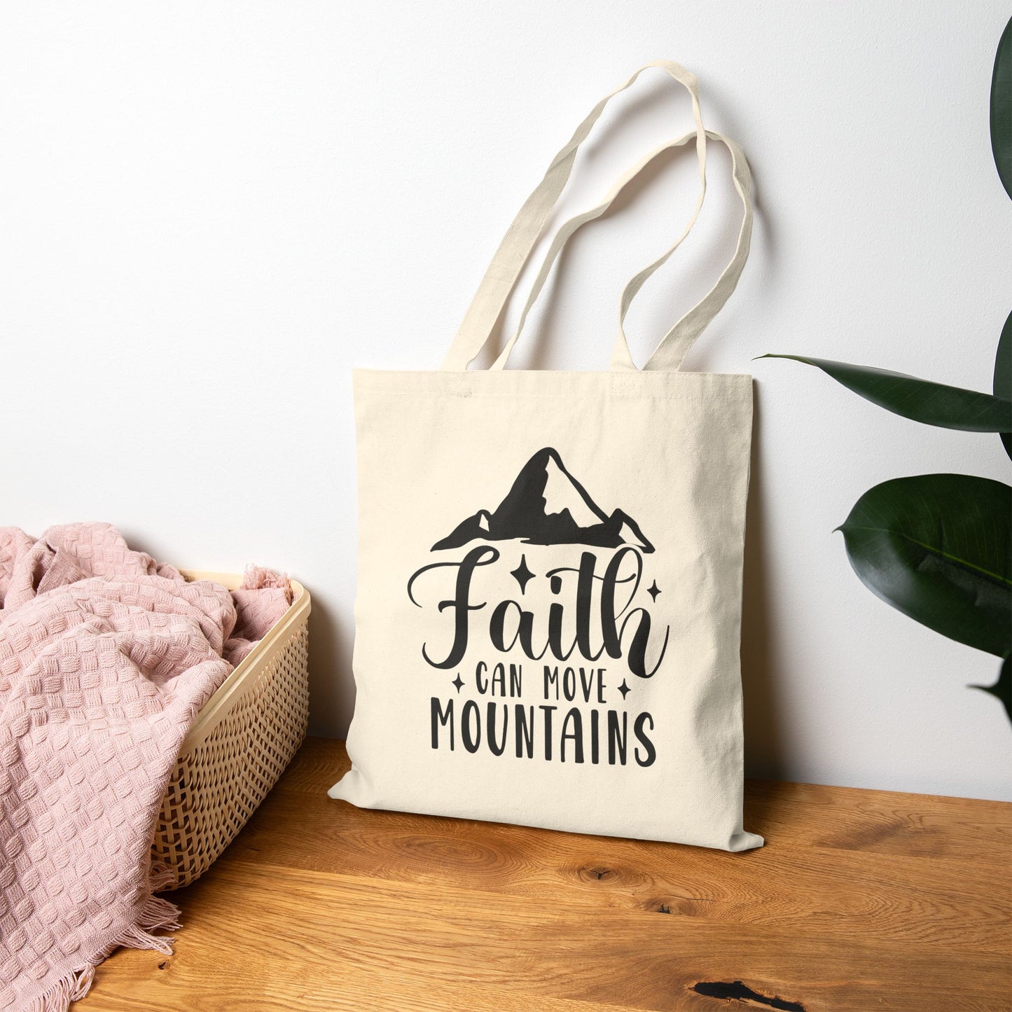 Faith Can Move Mountains Cotton Canvas Tote Bag