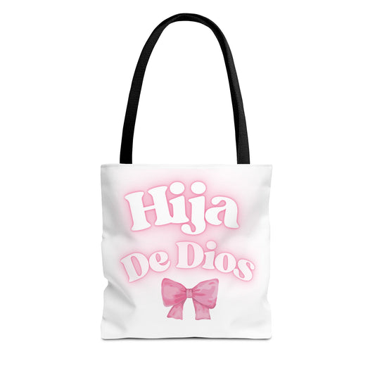 Hija De Dios Chic Tote Bag, Stylish Grocery Bag, Gifts for Mom, Birthday Tote, Inspirational Gift Bag