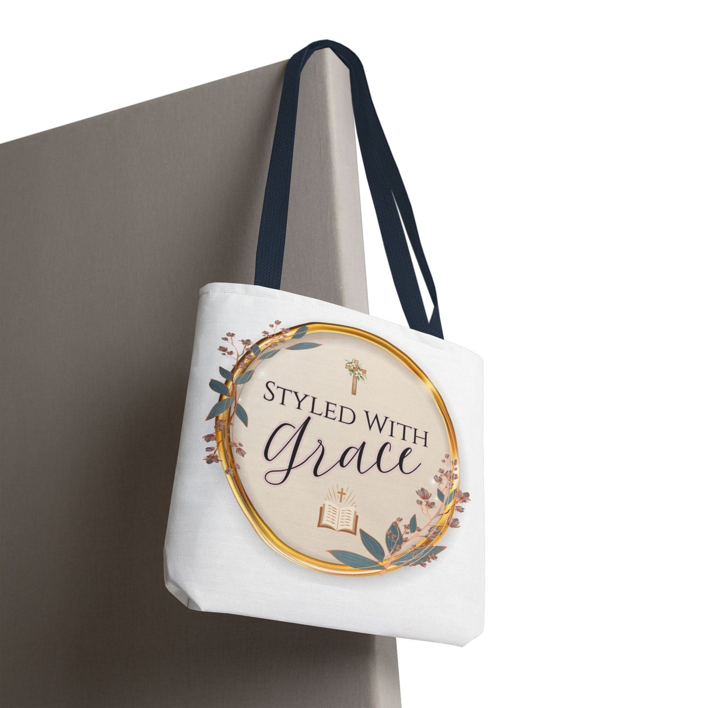 Styled With Grace | Elegant Faith-Inspired Tote Bag, Christian Gift, Inspirational Bag, Stylish Reusable Tote, Religious Accessories