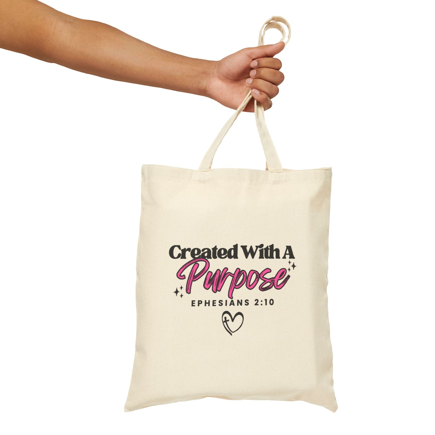 Created With A Purpose Tote Bag – Inspirational Ephesians 2:10 Canvas Tote