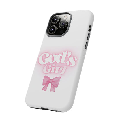 God's Girl Cute Phone Case, Pink Bow Case, Faith-Based Gifts, Christian Accessories, Birthday Present, Inspirational Jewelry