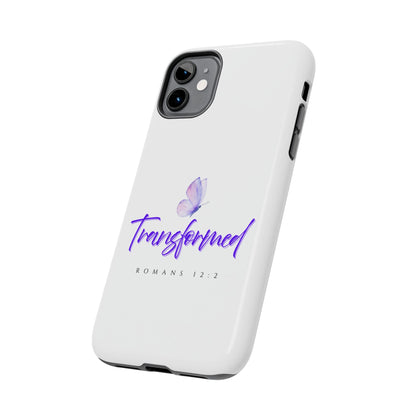 Transformed Phone Case - Inspirational Butterfly Design, Tough Phone Cover, Bible Verse Accessory, Unique Gift for Faith Lovers