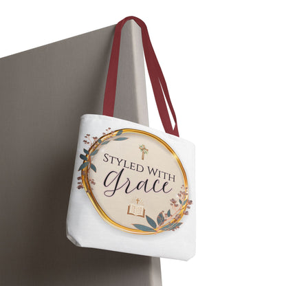 Styled With Grace | Elegant Faith-Inspired Tote Bag, Christian Gift, Inspirational Bag, Stylish Reusable Tote, Religious Accessories