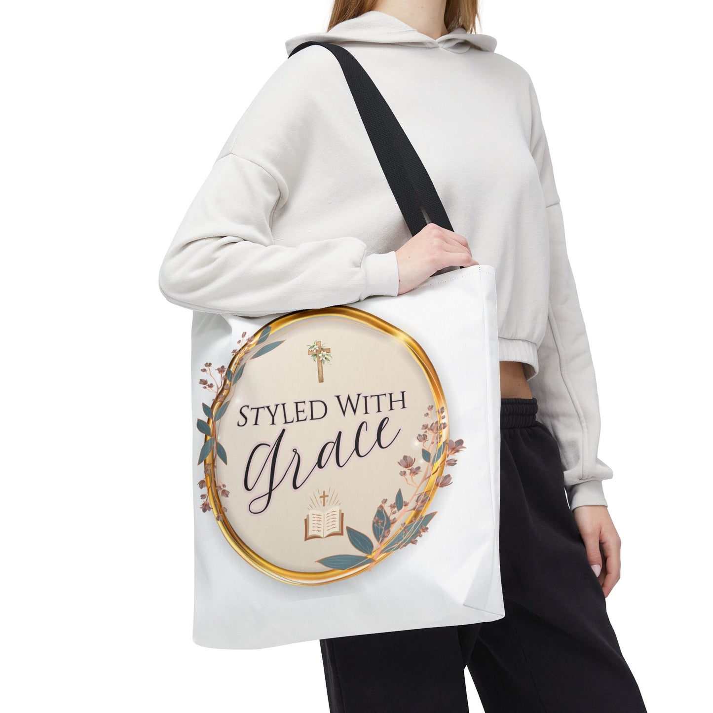 Styled With Grace | Elegant Faith-Inspired Tote Bag, Christian Gift, Inspirational Bag, Stylish Reusable Tote, Religious Accessories