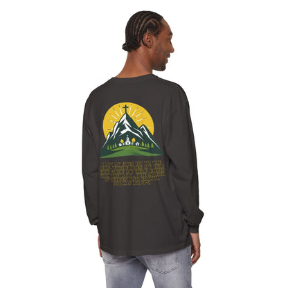 Psalms 121:1-2 Spiritual Long Sleeve T-Shirt, Christian Apparel, Faith-Based Gift, Outdoor Style, Inspirational Everyday Wear