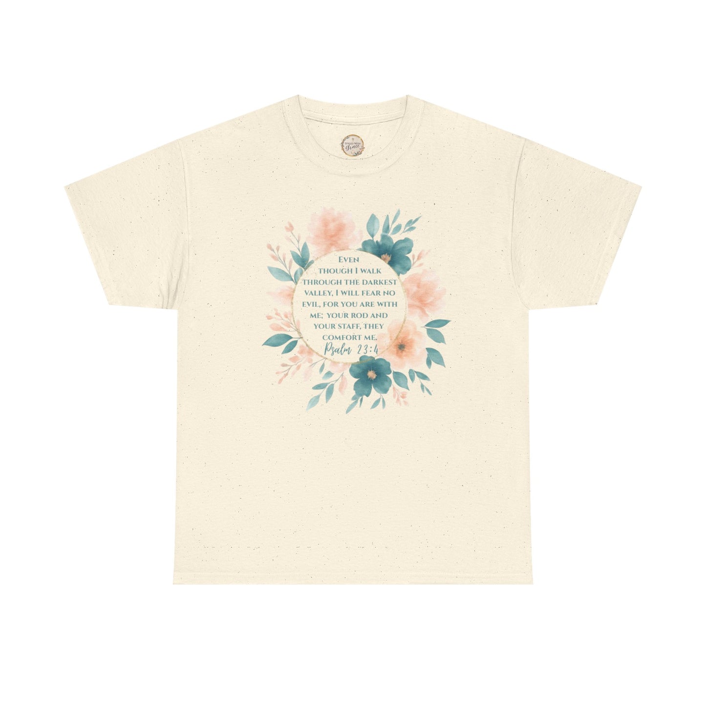 Psalms 23:4 Inspirational Quote Tee, Unisex Heavy Cotton Tee, Motivational Gift, Casual Wear, Spring Apparel, Cozy Top