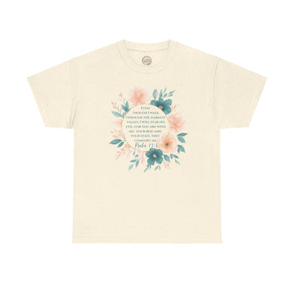Psalms 23:4 Inspirational Quote Tee, Unisex Heavy Cotton Tee, Motivational Gift, Casual Wear, Spring Apparel, Cozy Top