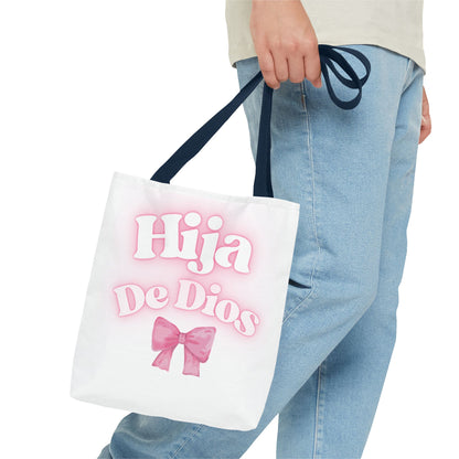 Hija De Dios Chic Tote Bag, Stylish Grocery Bag, Gifts for Mom, Birthday Tote, Inspirational Gift Bag