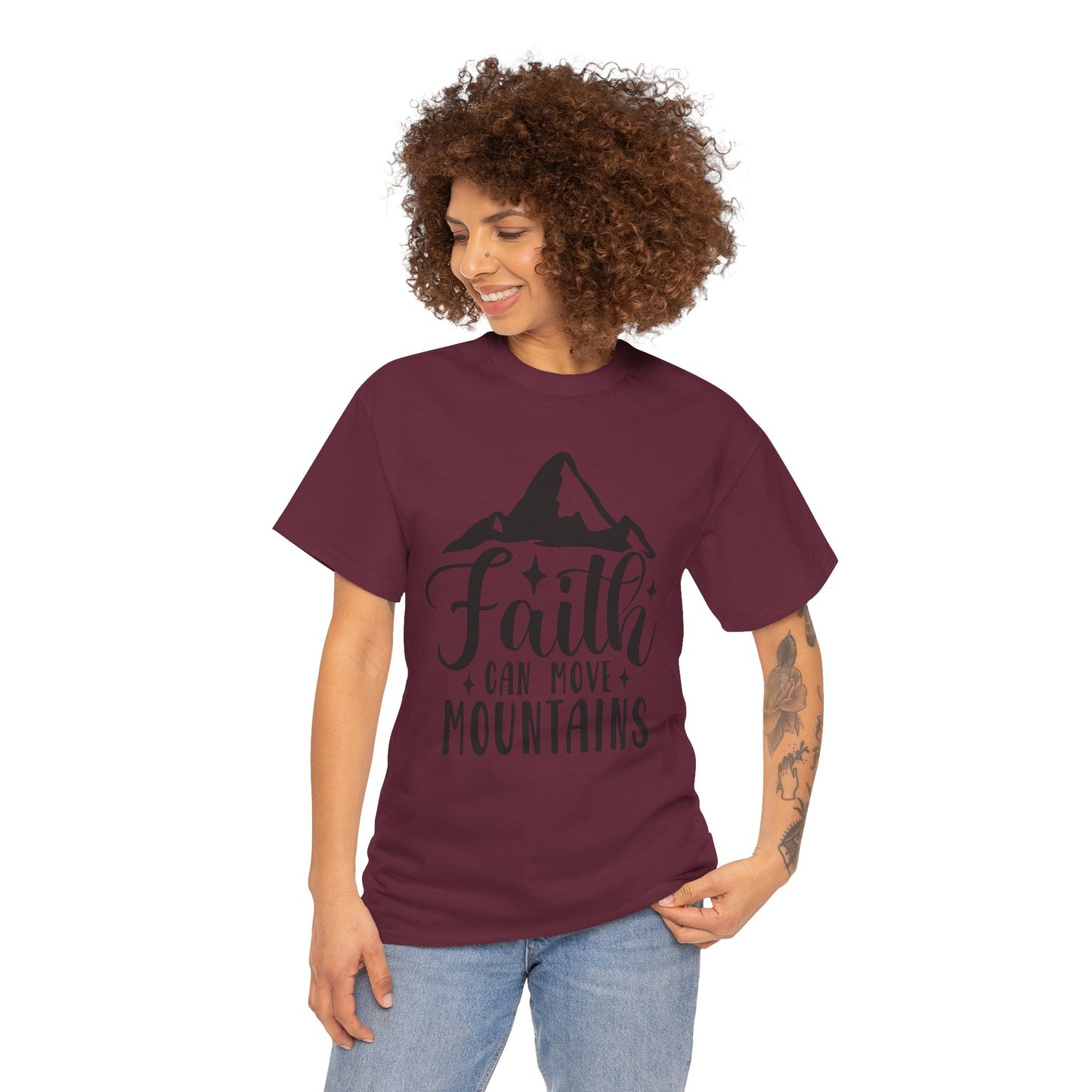 Faith Can Move Mountains - Unisex Heavy Cotton Tee