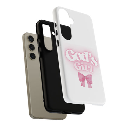 God's Girl Cute Phone Case, Pink Bow Case, Faith-Based Gifts, Christian Accessories, Birthday Present, Inspirational Jewelry