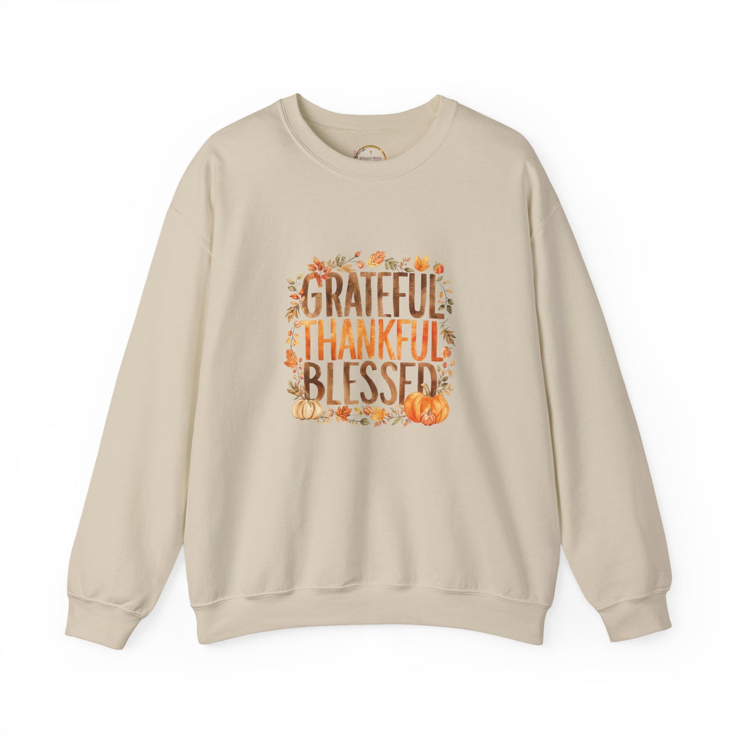 Grateful Thankful Blessed Sweatshirt — Thanksgiving Fall Crewneck
