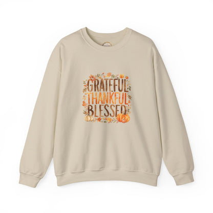 Grateful Thankful Blessed Sweatshirt — Thanksgiving Fall Crewneck