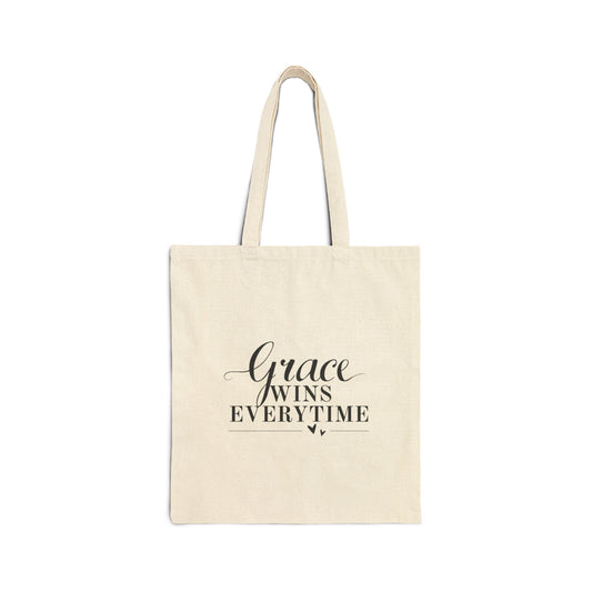 Grace Wins Everytime Cotton Canvas Tote Bag
