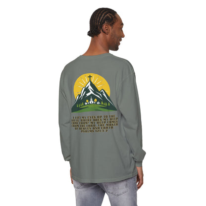 Psalms 121:1-2 Spiritual Long Sleeve T-Shirt, Christian Apparel, Faith-Based Gift, Outdoor Style, Inspirational Everyday Wear