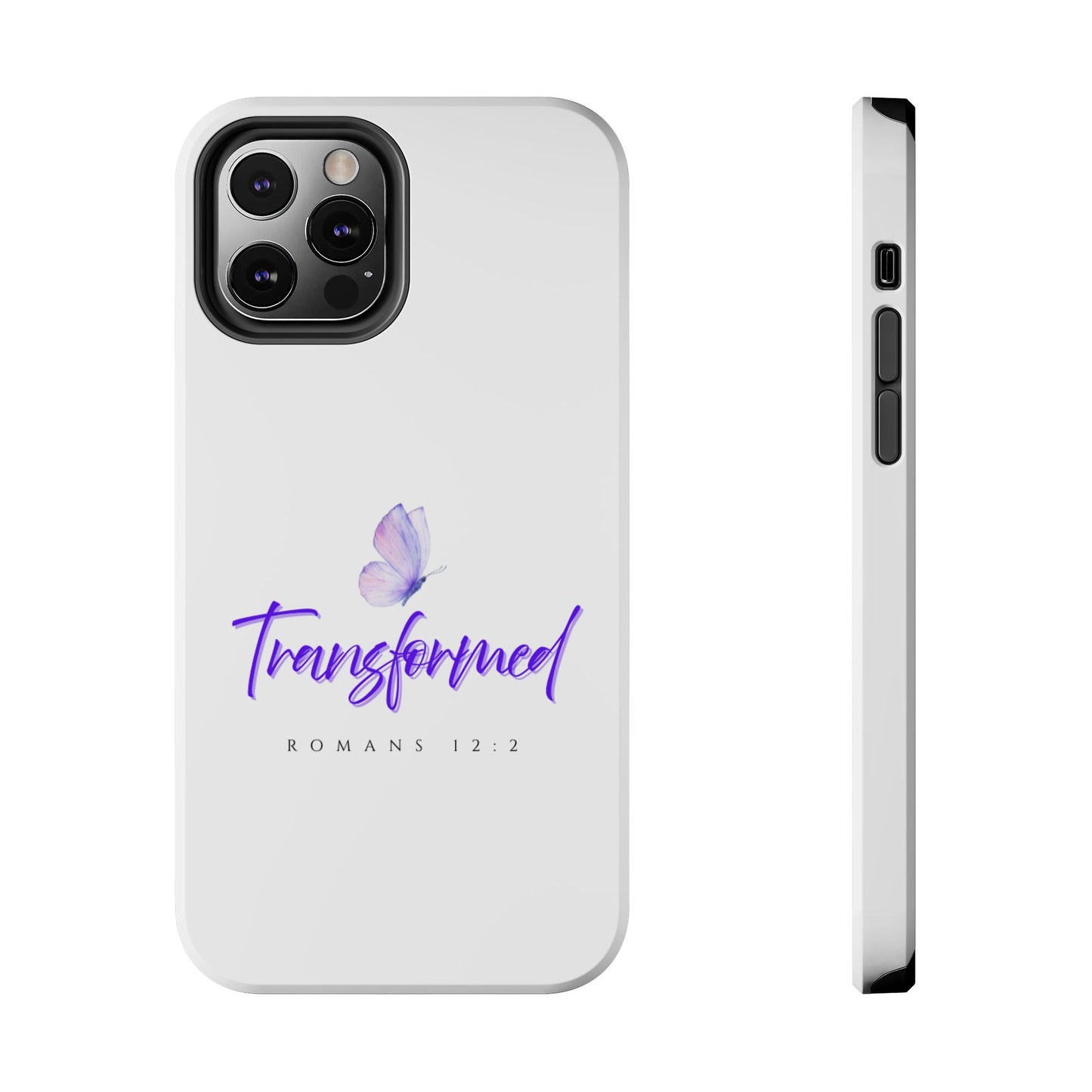 Transformed Phone Case - Inspirational Butterfly Design, Tough Phone Cover, Bible Verse Accessory, Unique Gift for Faith Lovers