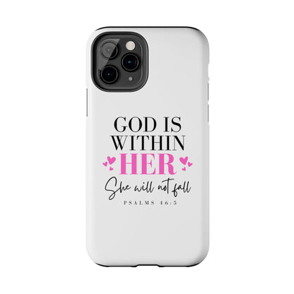 Empowering Tough Phone Case - "God is Within Her" Inspirational Design