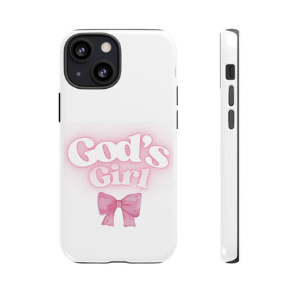 God's Girl Cute Phone Case, Pink Bow Case, Faith-Based Gifts, Christian Accessories, Birthday Present, Inspirational Jewelry