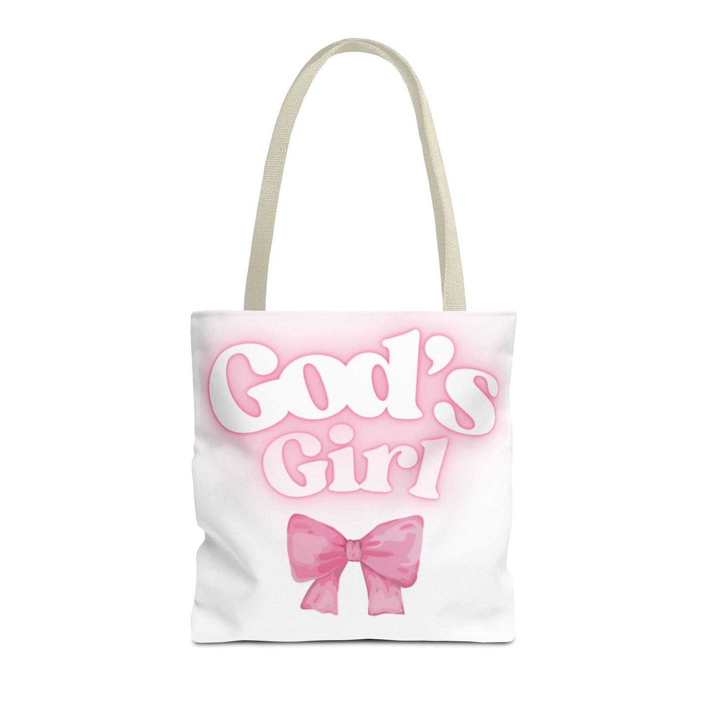 God's Girl Cute Pink Tote Bag, Chic Shopper Bag, Inspirational Gift, Women’s Fashion Accessory, Beach Tote, Pink Bow Design
