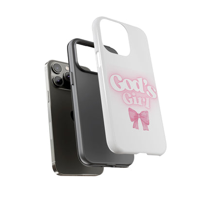 God's Girl Cute Phone Case, Pink Bow Case, Faith-Based Gifts, Christian Accessories, Birthday Present, Inspirational Jewelry