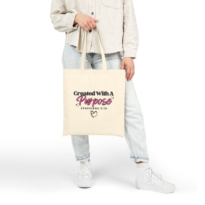 Created With A Purpose Tote Bag – Inspirational Ephesians 2:10 Canvas Tote