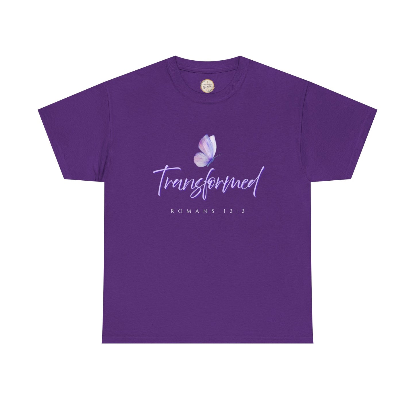 Transformed Unisex Heavy Cotton Tee - Inspirational Shirt, Motivational Gift, Christian Apparel, Everyday Wear, Butterfly Design