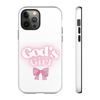 God's Girl Cute Phone Case, Pink Bow Case, Faith-Based Gifts, Christian Accessories, Birthday Present, Inspirational Jewelry