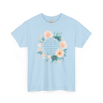 Psalms 23:4 Inspirational Quote Tee, Unisex Heavy Cotton Tee, Motivational Gift, Casual Wear, Spring Apparel, Cozy Top