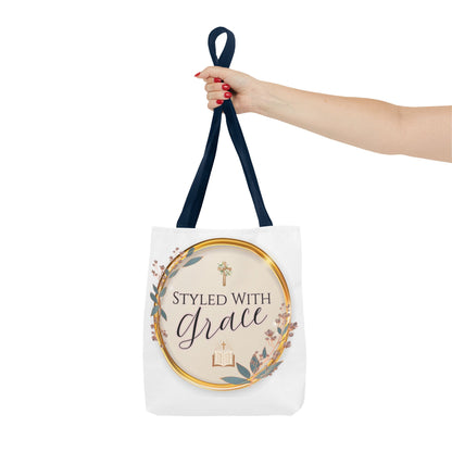 Styled With Grace | Elegant Faith-Inspired Tote Bag, Christian Gift, Inspirational Bag, Stylish Reusable Tote, Religious Accessories