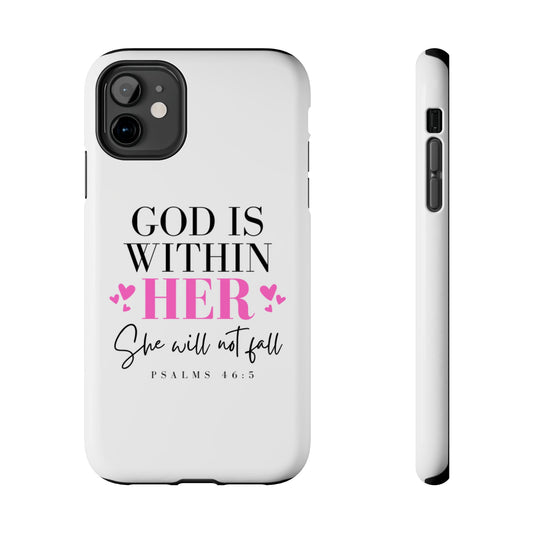 Empowering Tough Phone Case - "God is Within Her" Inspirational Design