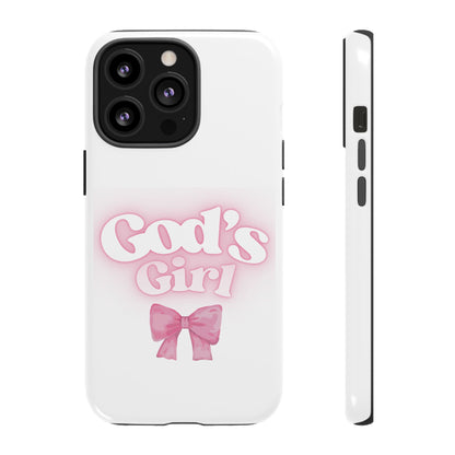 God's Girl Cute Phone Case, Pink Bow Case, Faith-Based Gifts, Christian Accessories, Birthday Present, Inspirational Jewelry