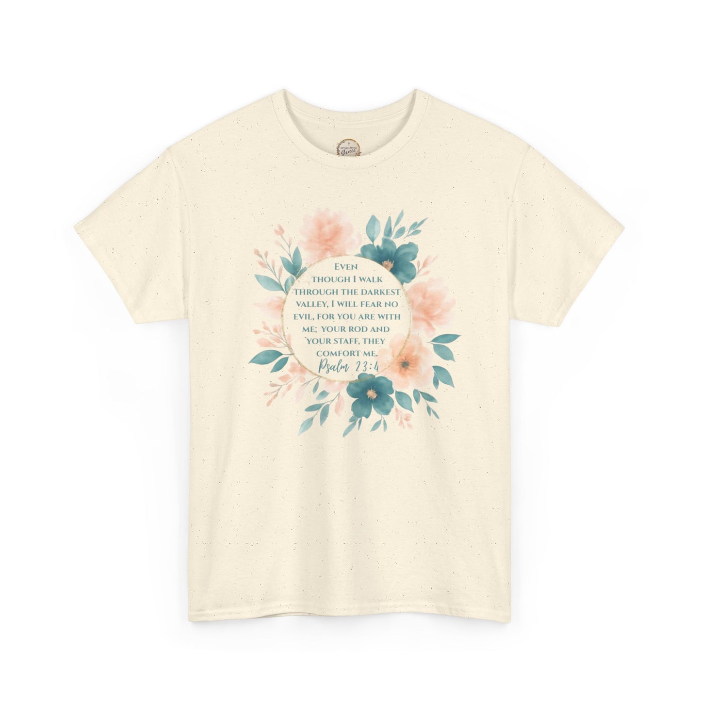 Psalms 23:4 Inspirational Quote Tee, Unisex Heavy Cotton Tee, Motivational Gift, Casual Wear, Spring Apparel, Cozy Top