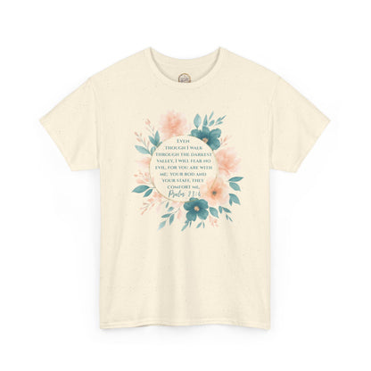 Psalms 23:4 Inspirational Quote Tee, Unisex Heavy Cotton Tee, Motivational Gift, Casual Wear, Spring Apparel, Cozy Top