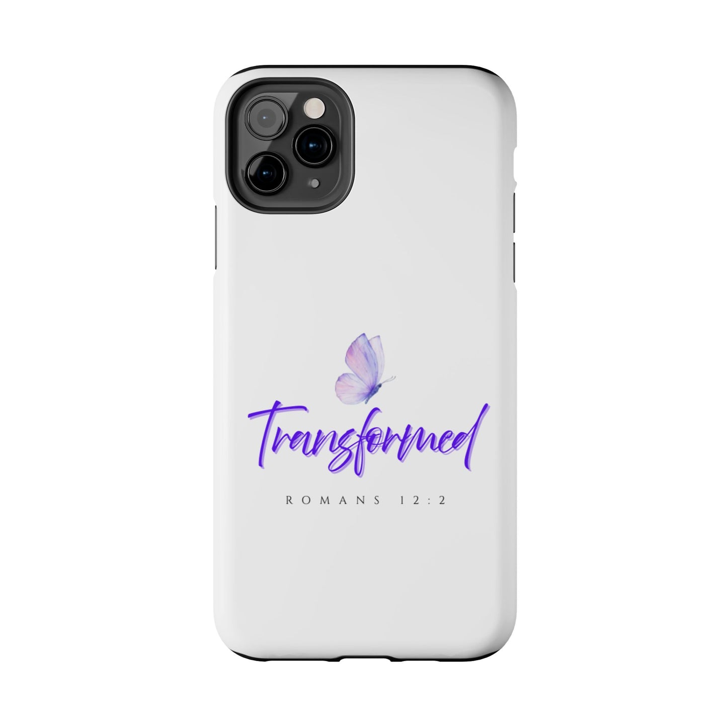 Transformed Phone Case - Inspirational Butterfly Design, Tough Phone Cover, Bible Verse Accessory, Unique Gift for Faith Lovers