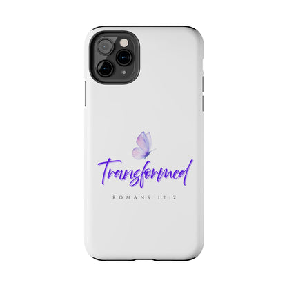 Transformed Phone Case - Inspirational Butterfly Design, Tough Phone Cover, Bible Verse Accessory, Unique Gift for Faith Lovers