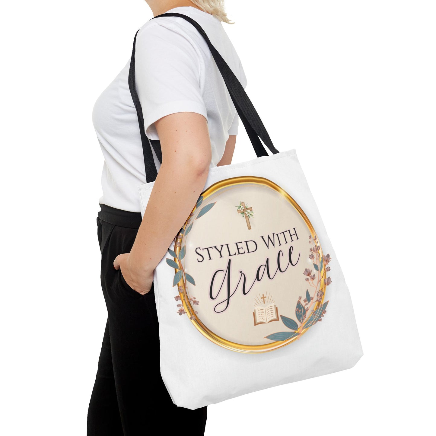 Styled With Grace | Elegant Faith-Inspired Tote Bag, Christian Gift, Inspirational Bag, Stylish Reusable Tote, Religious Accessories