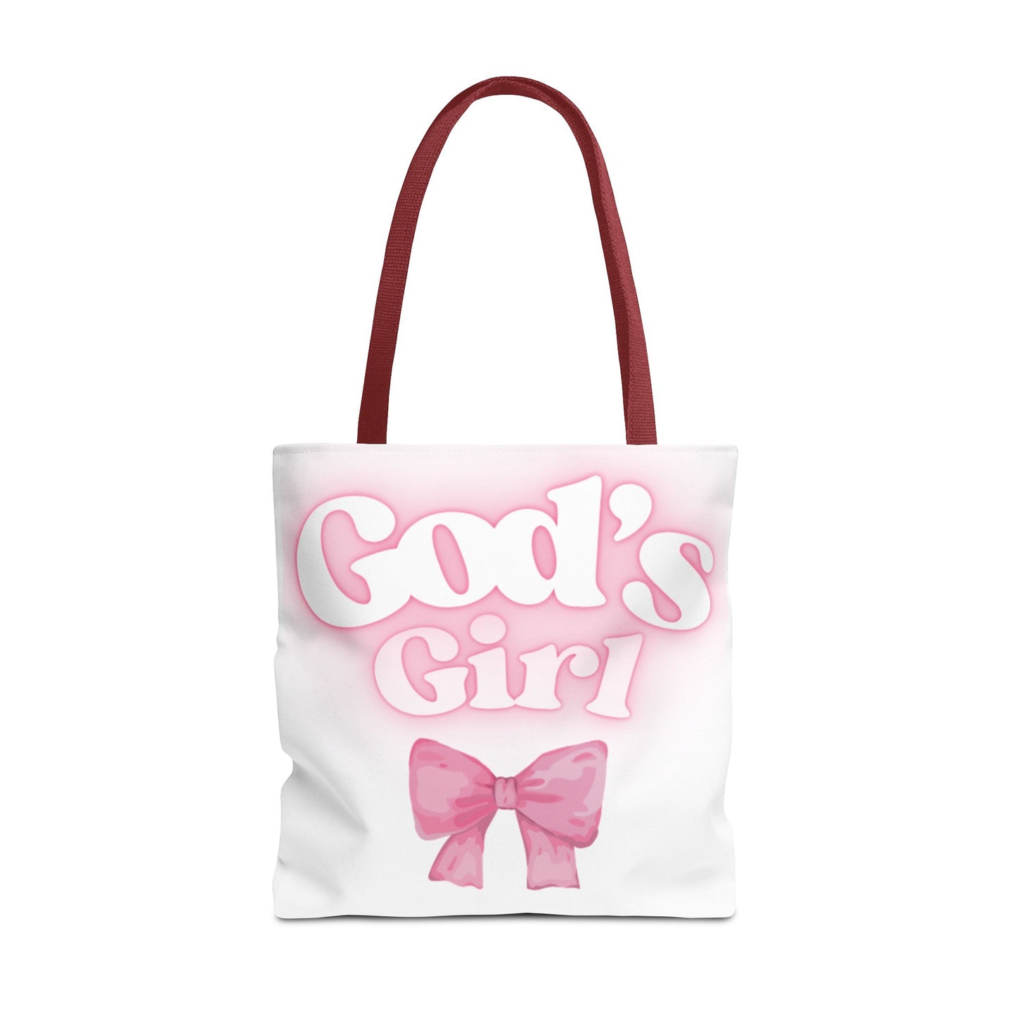 God's Girl Cute Pink Tote Bag, Chic Shopper Bag, Inspirational Gift, Women’s Fashion Accessory, Beach Tote, Pink Bow Design