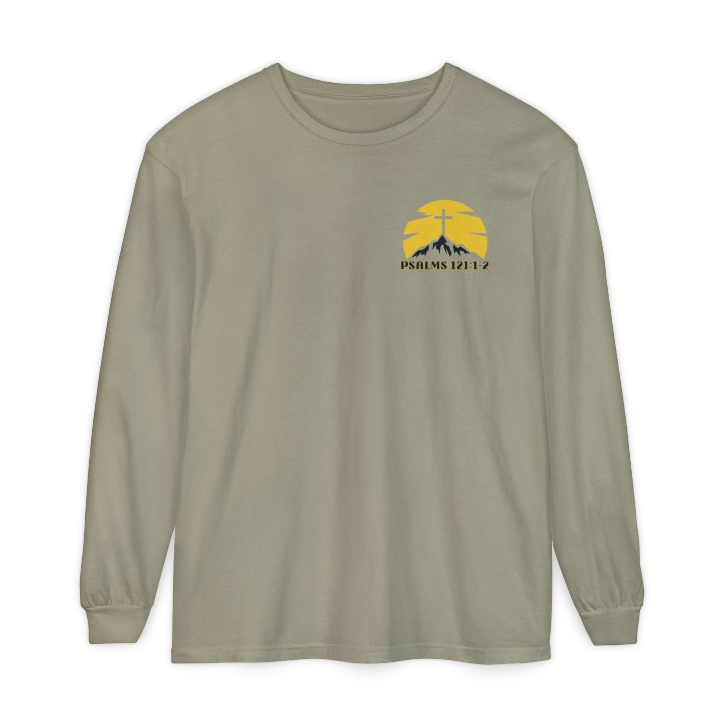 Psalms 121:1-2 Spiritual Long Sleeve T-Shirt, Christian Apparel, Faith-Based Gift, Outdoor Style, Inspirational Everyday Wear