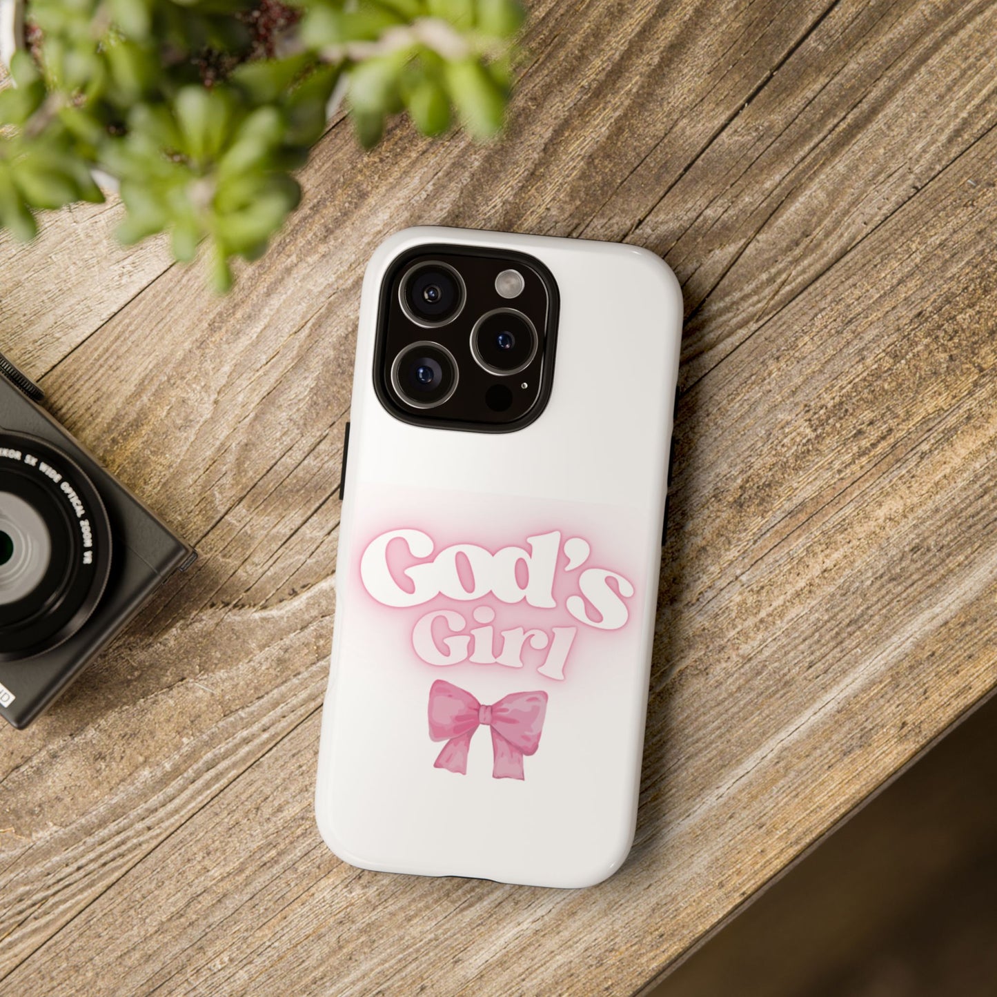 God's Girl Cute Phone Case, Pink Bow Case, Faith-Based Gifts, Christian Accessories, Birthday Present, Inspirational Jewelry
