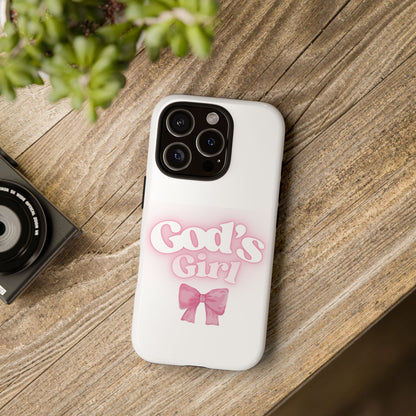 God's Girl Cute Phone Case, Pink Bow Case, Faith-Based Gifts, Christian Accessories, Birthday Present, Inspirational Jewelry