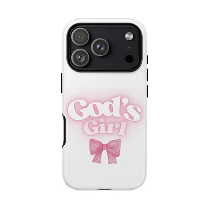 God's Girl Cute Phone Case, Pink Bow Case, Faith-Based Gifts, Christian Accessories, Birthday Present, Inspirational Jewelry