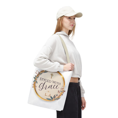 Styled With Grace | Elegant Faith-Inspired Tote Bag, Christian Gift, Inspirational Bag, Stylish Reusable Tote, Religious Accessories
