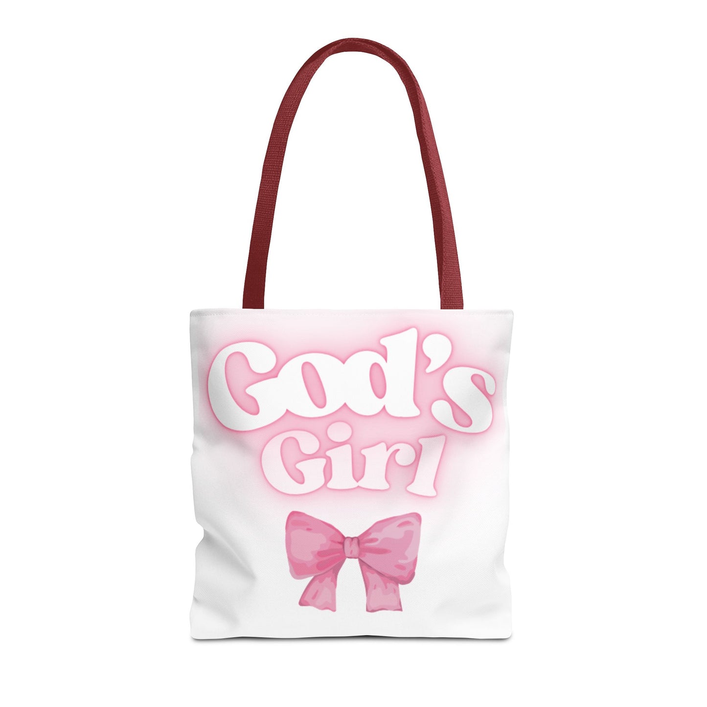 God's Girl Cute Pink Tote Bag, Chic Shopper Bag, Inspirational Gift, Women’s Fashion Accessory, Beach Tote, Pink Bow Design