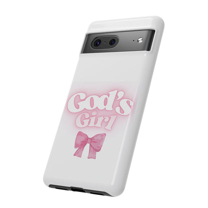 God's Girl Cute Phone Case, Pink Bow Case, Faith-Based Gifts, Christian Accessories, Birthday Present, Inspirational Jewelry