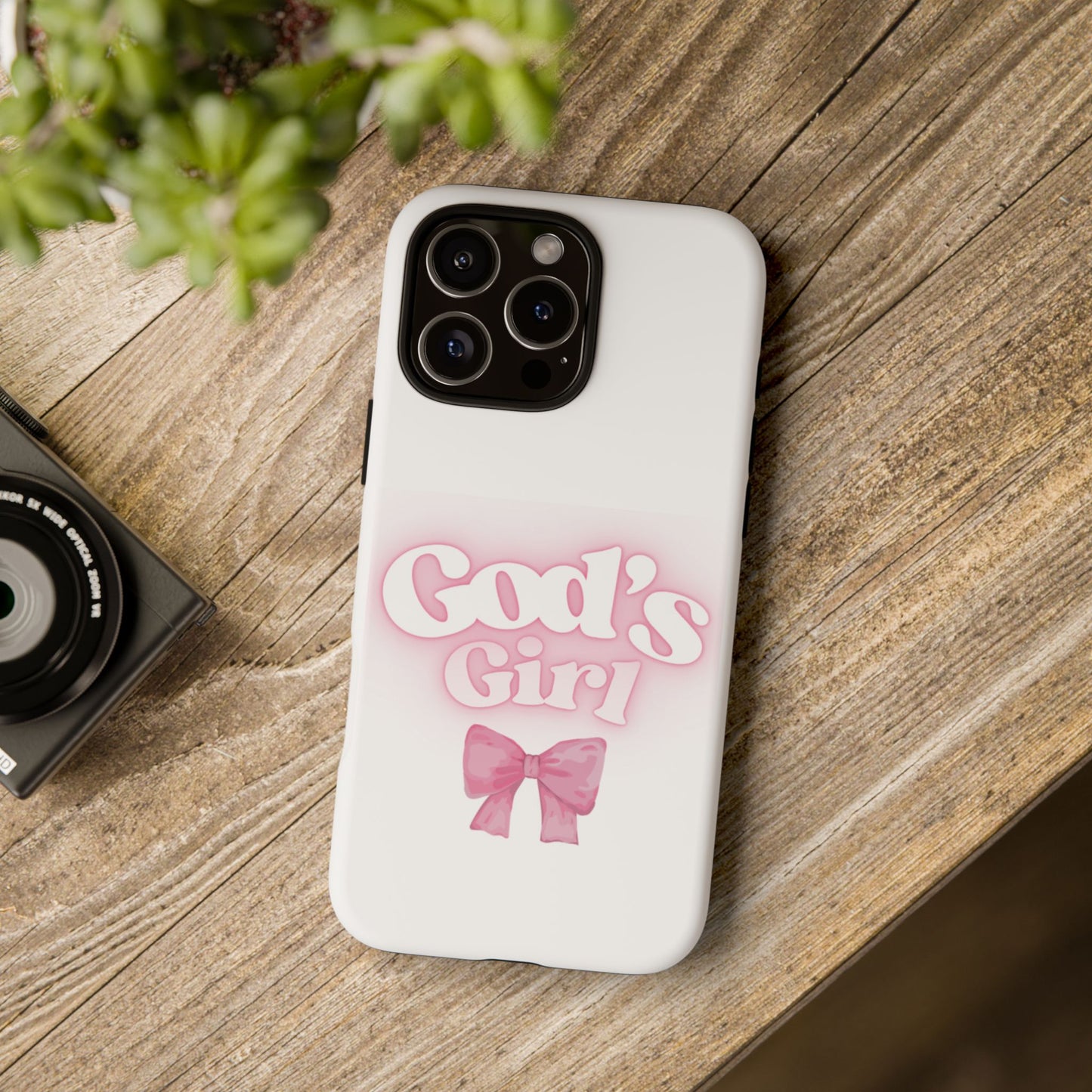 God's Girl Cute Phone Case, Pink Bow Case, Faith-Based Gifts, Christian Accessories, Birthday Present, Inspirational Jewelry