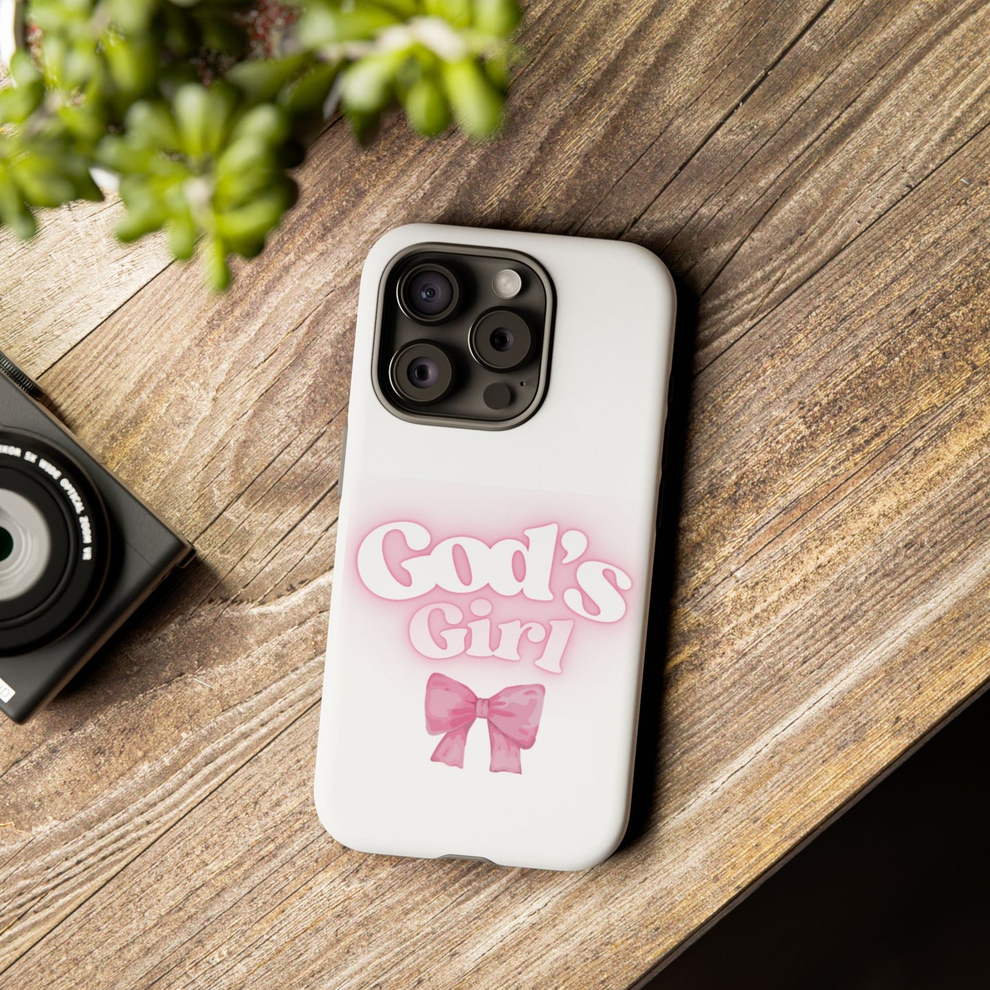 God's Girl Cute Phone Case, Pink Bow Case, Faith-Based Gifts, Christian Accessories, Birthday Present, Inspirational Jewelry