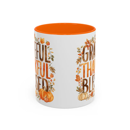 Grateful Thankful Blessed - Accent Coffee Mug (11, 15oz)