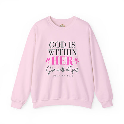 Empowering Crewneck Sweatshirt - "God is Within Her" Psalm 46:5