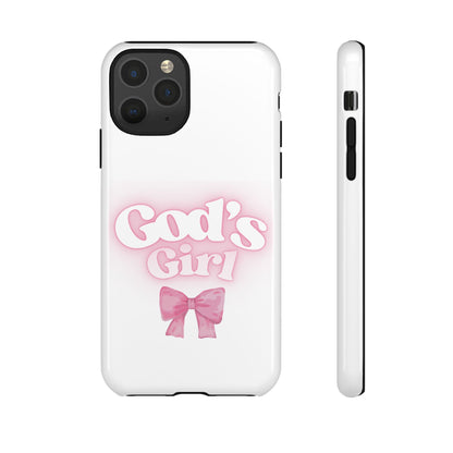 God's Girl Cute Phone Case, Pink Bow Case, Faith-Based Gifts, Christian Accessories, Birthday Present, Inspirational Jewelry