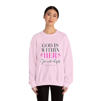 Empowering Crewneck Sweatshirt - "God is Within Her" Psalm 46:5