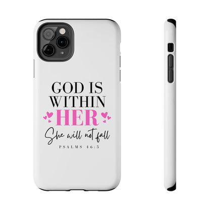 Empowering Tough Phone Case - "God is Within Her" Inspirational Design